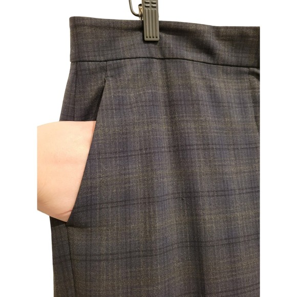 Theory Plaid Wool Blend Dress Pants Gray Trousers 10 - Picture 6 of 10
